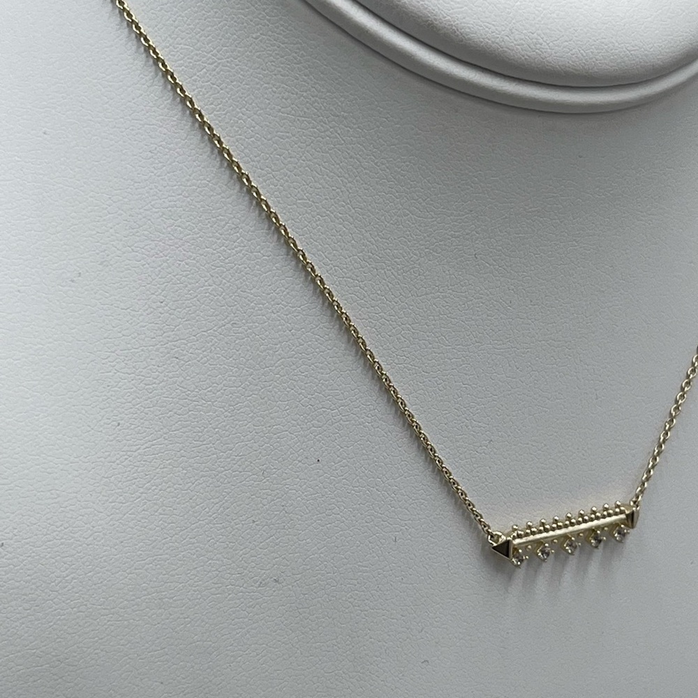 Kendra Scott Gold Plated Anissa Bar Pendant‎ Cubic Zirconia Regal Necklace - Picture 5 of 13